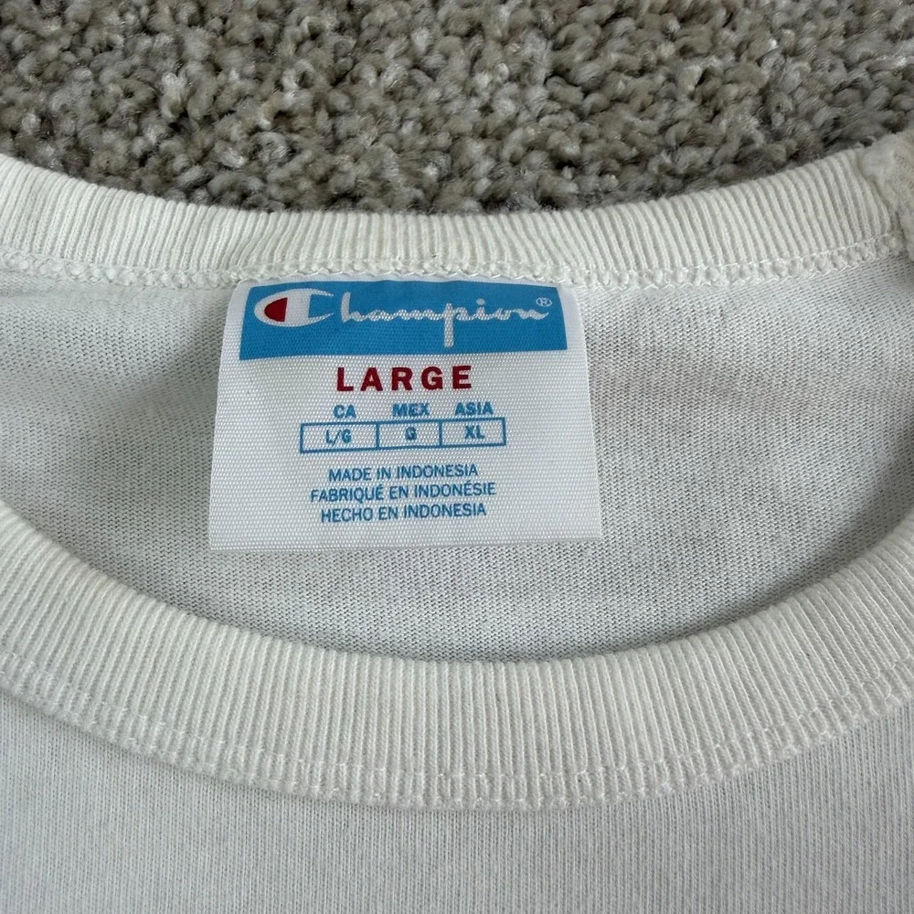 Champion Colorblock Logo Shirt Mens Large White Graphic Athletic Tee T-Shirt